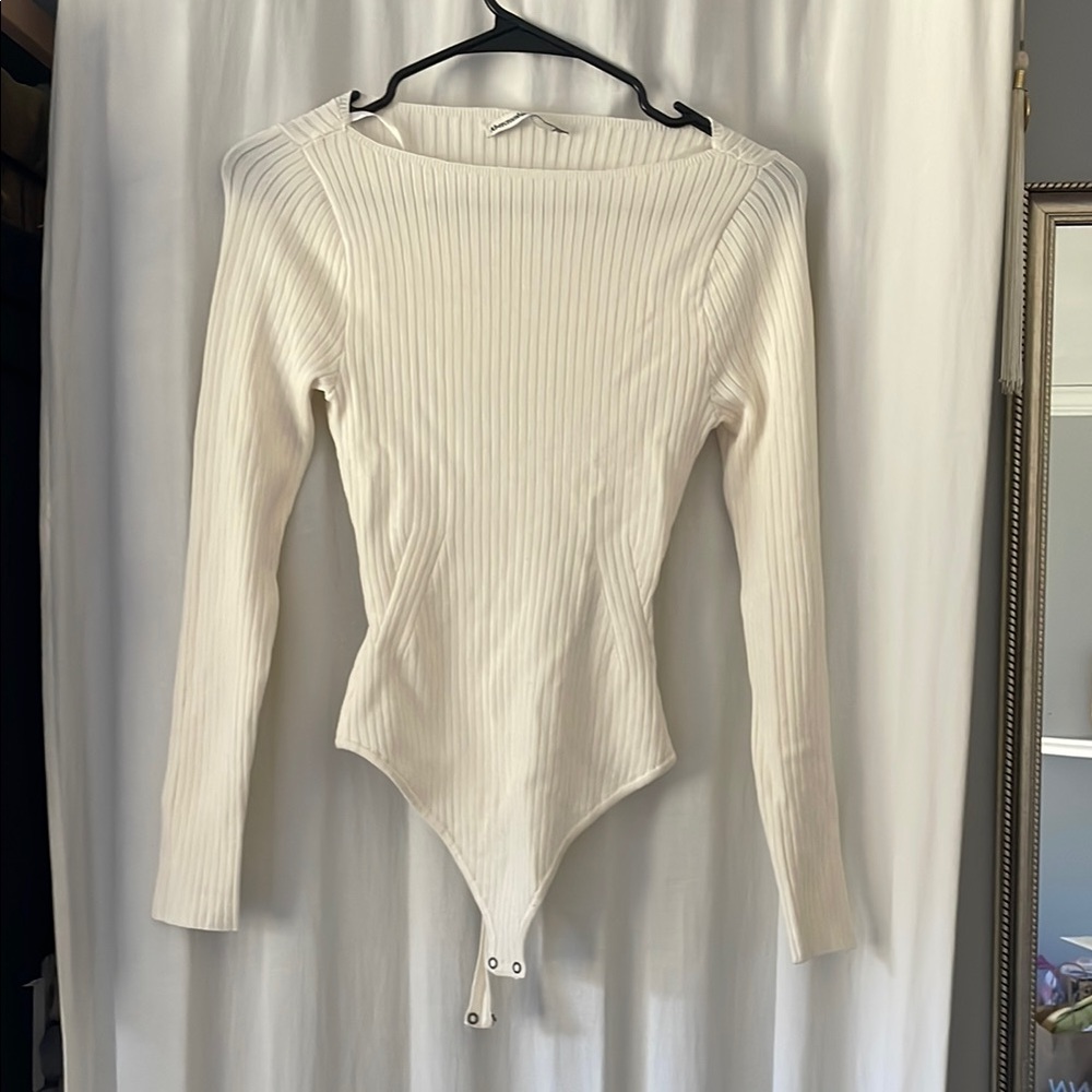Abercrombie White Ribbed Women's Bodysuit